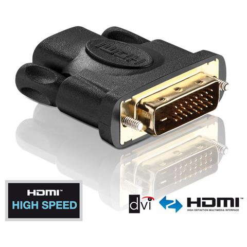PureInstall PI010, DVI-D, HDMI, Maschio / femmina, Nero, Oro, 1920 x 1200 Pixels - Foto 1